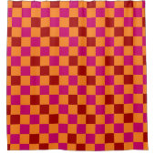 Red Orange Pink Checkered Pattern Design Douchegordijn (Voorkant)