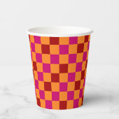 Red Orange Pink Checkered Pattern Design Papieren Bekers (Achterkant)