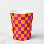 Red Orange Pink Checkered Pattern Design Papieren Bekers (Voorkant)