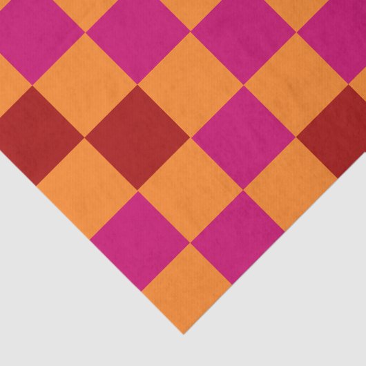 Red Orange Pink Checkered Pattern Design  Tissuepapier (Detail)