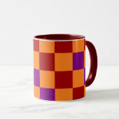 Red Orange Purple Checkered Pattern Design  Mok (Voorkant rechts)