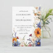 Red & Orange Rose Wedding Invite Kaart (Staand voorkant)