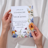 Red & Orange Rose Wedding Invite Kaart