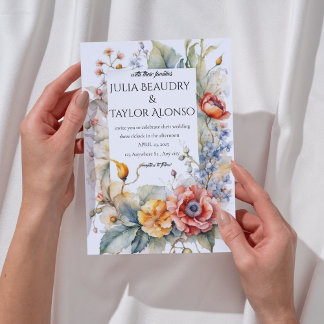 Red & Orange Rose Wedding Invite Kaart