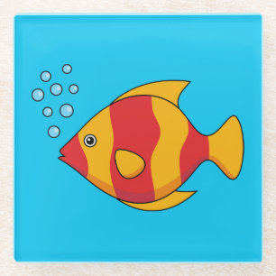 Red Orange Tropical Fish Glazen Onderzetter