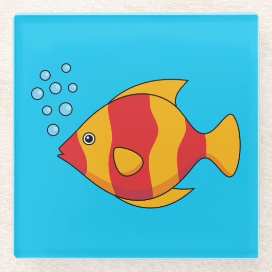 Red Orange Tropical Fish Glazen Onderzetter (Voorkant)