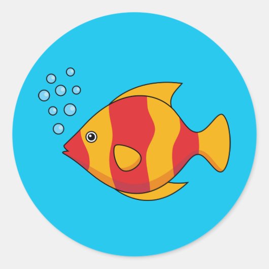 Red Orange Tropical Fish Ronde Sticker (Voorkant)