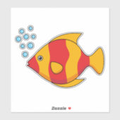 Red Orange Tropical Fish Sticker (Vel)
