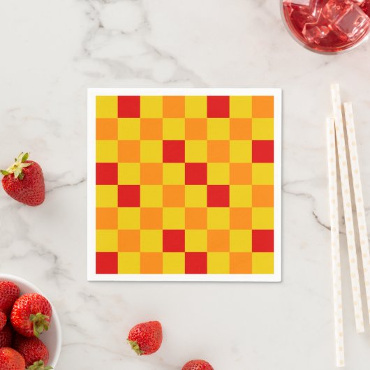 Red Orange Yellow Checkered Pattern Design  Servet (Insitu)