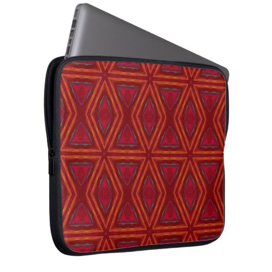 Red Oranje Abstract Star Diamond Electronics Bag Laptop Sleeve (Voorkant Rechts)