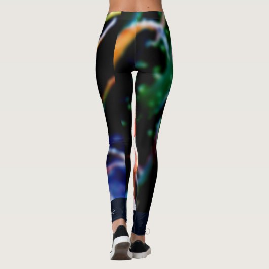Red Oranje Aloe op Midnight Blue Persoonlijke naam Leggings (Achterkant)