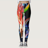 Red Oranje Aloe op Midnight Blue Persoonlijke naam Leggings (Voorkant)
