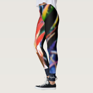 Red Oranje Aloe op Midnight Blue Persoonlijke naam Leggings
