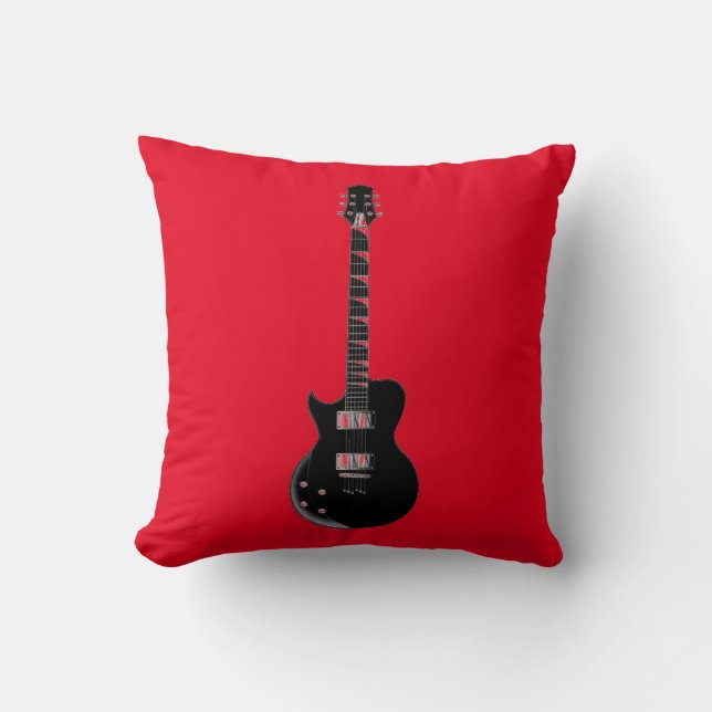 Red Oranje Black Pop Art Electric Gitar Kussen (Voorkant)