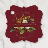 Red | Oranje bloemboeket met liefde en Bedankt Bedankjes Labels (Voorkant)