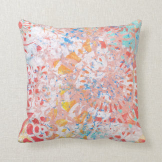 Red Oranje Blue Abstract Floral Handgemaakt design Kussen