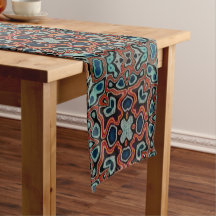 Red Oranje Blue Aqua Turquoise Hip Bohemian Art