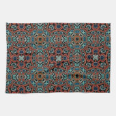 Red Oranje Blue Aqua Turquoise Hip Bohemian Art Theedoek (Horizontaal)