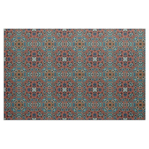 Red Oranje Blue Aqua Turquoise Hip Orient Art Stof