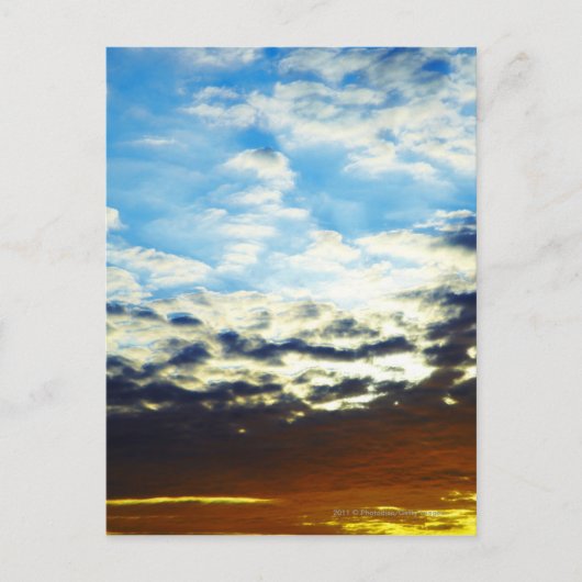 Red Oranje Blue Sunset met wolken Briefkaart (Voorkant)