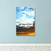 Red Oranje Blue Sunset met wolken Canvas Afdruk (Insitu (Houten vloer))