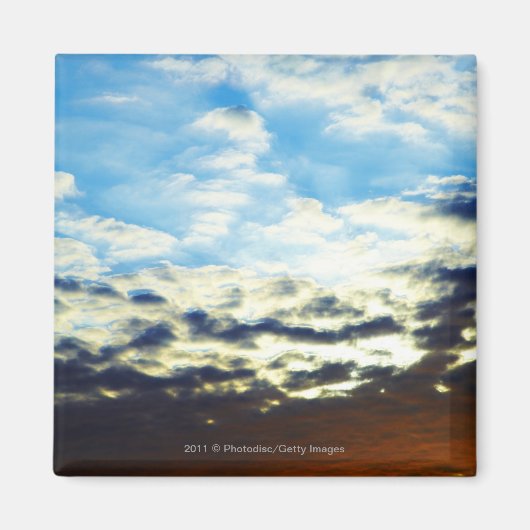 Red Oranje Blue Sunset met wolken Magneet (Voorkant)