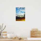 Red Oranje Blue Sunset met wolken Poster (Keuken)