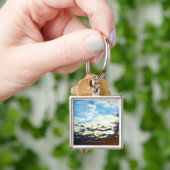 Red Oranje Blue Sunset met wolken Sleutelhanger (Hand)