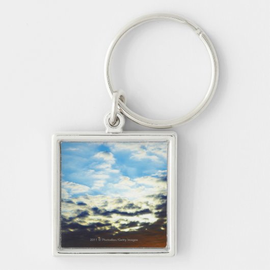 Red Oranje Blue Sunset met wolken Sleutelhanger (Voorkant)