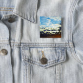 Red Oranje Blue Sunset met wolken Vierkante Button 5,1 Cm (In situ)