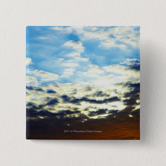 Red Oranje Blue Sunset met wolken Vierkante Button 5,1 Cm (Voorkant)