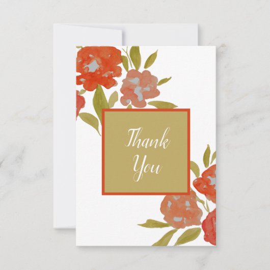 Red Oranje Bohemian Gold FloralFlat - Hartelijk da Bedankkaart (Voorkant)