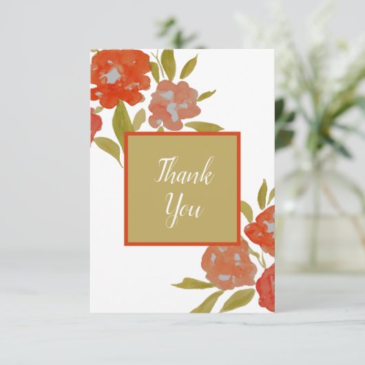 Red Oranje Bohemian Gold FloralFlat - Hartelijk da Bedankkaart (Staand voorkant)