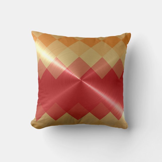 Red Oranje Chevron Pattern Kussen (Voorkant)