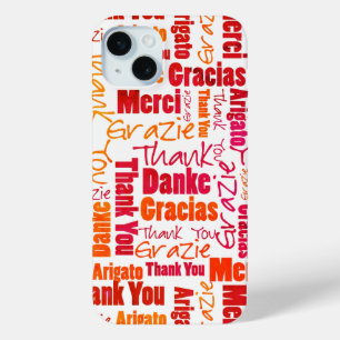 Red Oranje Dank u Word Typografie Collage iPhone 15 Mini Hoesje