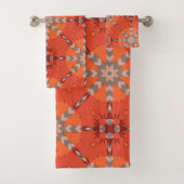 Red Oranje Etnische Bohemische Folk Kunstpatroon Bad Handdoek (Insitu)