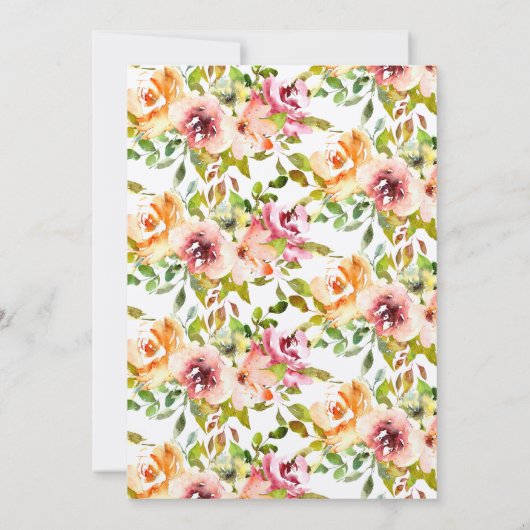 Red Oranje Floral Green laat Gold 50th Birthday Kaart (Achterkant)