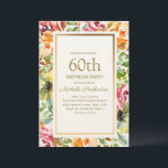 Red Oranje Floral Green laat Gold 60th Birthday Kaart<br><div class="desc">Elegant red and oranje waterverf floral women's 60e verjaardagsfeest met groene bladeren en een gouden lijst. De tekst is volledig klantgericht,  zodat kan deze kaart voor om het even welke leeftijd worden veranderd.</div>