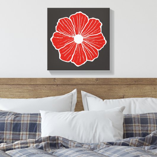 Red Oranje Flower Art Canvas (Insitu (Slaapkamer))