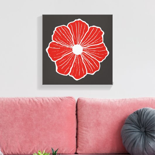 Red Oranje Flower Art Canvas (Insitu (Woonkamer))
