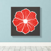 Red Oranje Flower Art Canvas Afdruk (Insitu (Houten vloer))