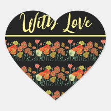 Red Oranje gele papaver kunst met liefde