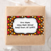 Red Oranje Gellow White Brown Polka Dots Pattern Etiket (Insitu)