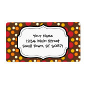 Red Oranje Gellow White Brown Polka Dots Pattern Etiket (Voorkant)