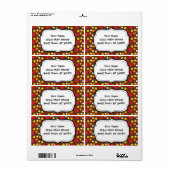 Red Oranje Gellow White Brown Polka Dots Pattern Etiket (Full Sheet)