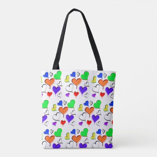 Red Oranje Green Hearts Tote Bag (Achterkant)