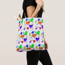 Red Oranje Green Hearts Tote Bag