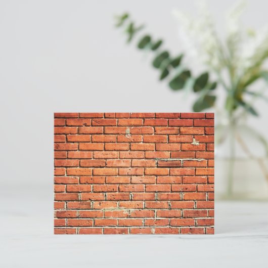 Red Oranje Small Brick Wall Briefkaart (Staand voorkant)