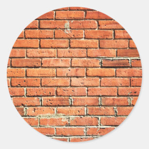 Red Oranje Small Brick Wall Ronde Sticker