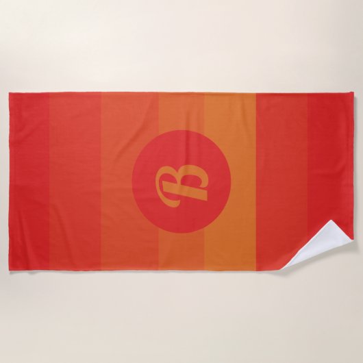 Red Oranje Stripes aangepast monogram gestreepte p Strandlaken (Voorkant)
